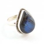 Blue fire labradorite gemstone ring jewellery